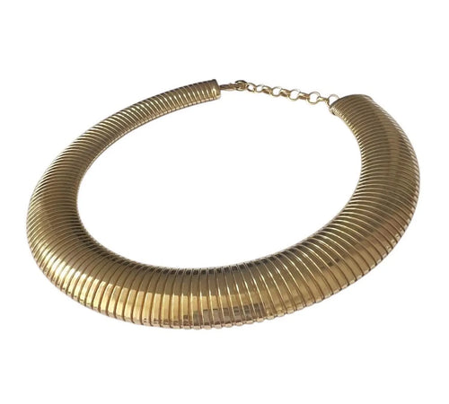 Christian Dior Vintage Omega Choker Necklace. Gold Plated.