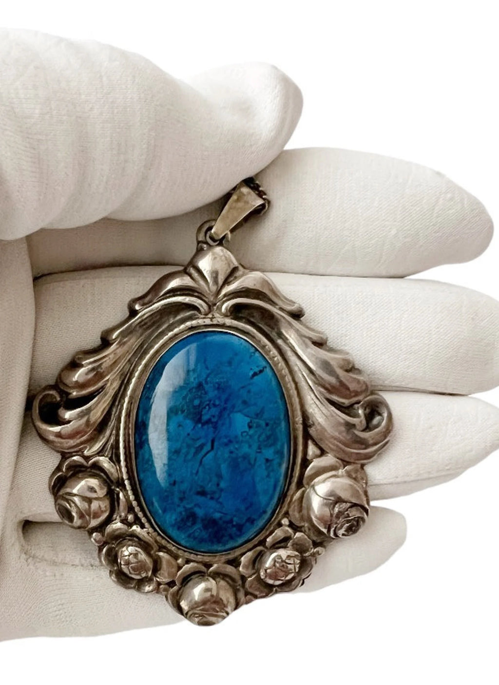 Antique Art Nouveau  Silver Chalcedony.