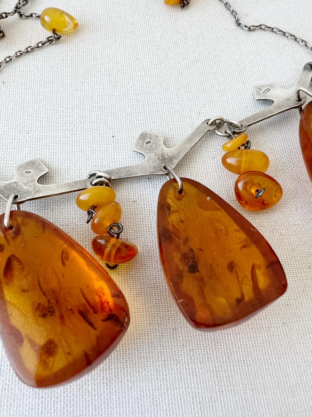Vintage Silver & Amber Necklace “Zimushka” by Ida Fleitlich. Kaliningrad Amber Combine, 1970s USSR.
