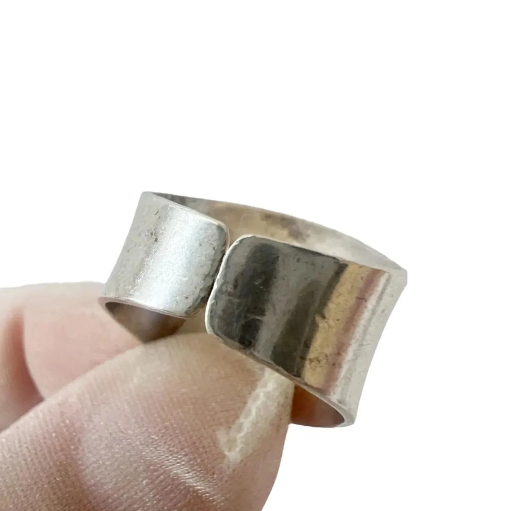 Vintage Baltic Amber Ring, Sterling Silver, Danish Modernist, Niels Erik From. UK size: O