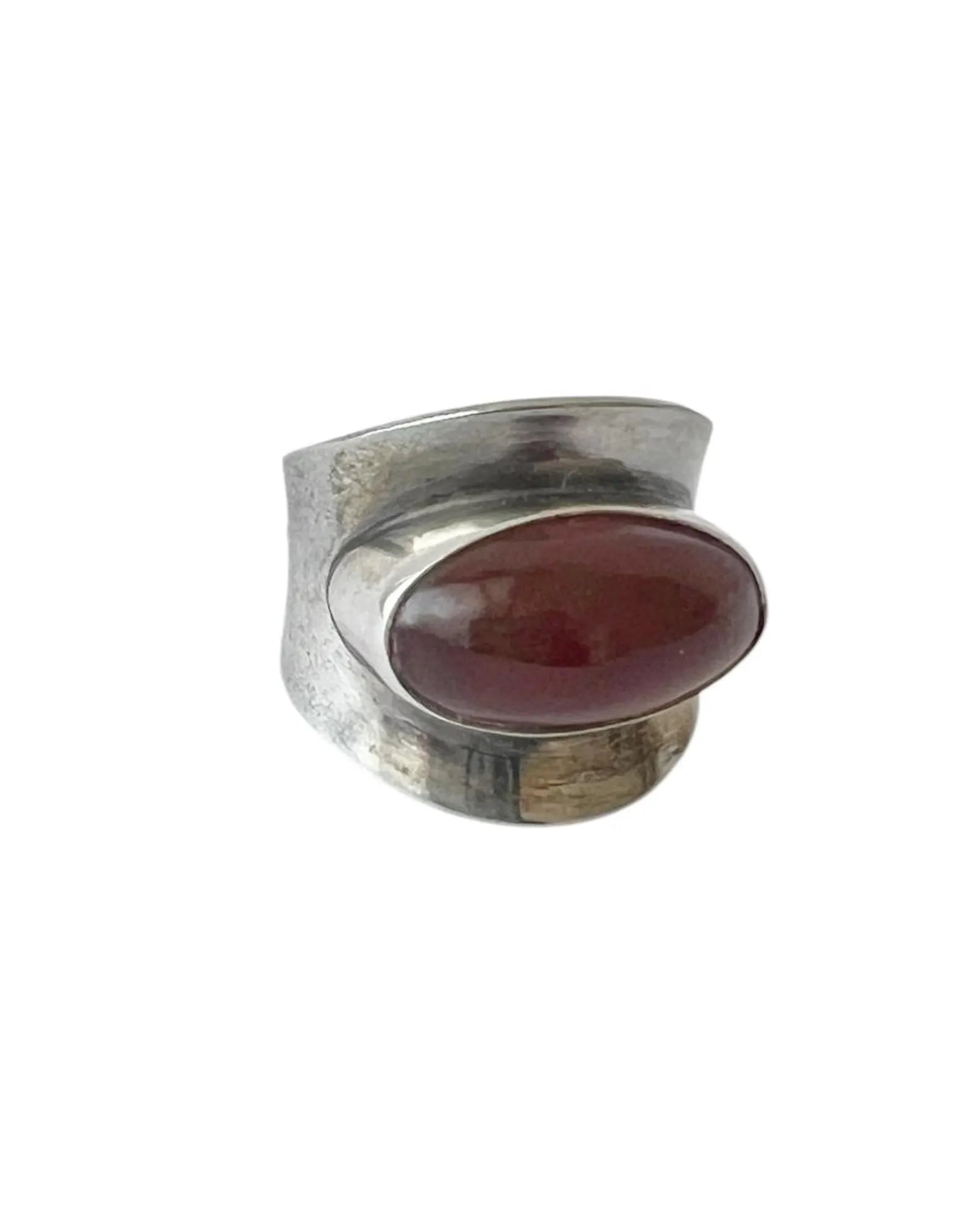 Vintage Baltic Amber Ring, Sterling Silver, Danish Modernist, Niels Erik From. UK size: O