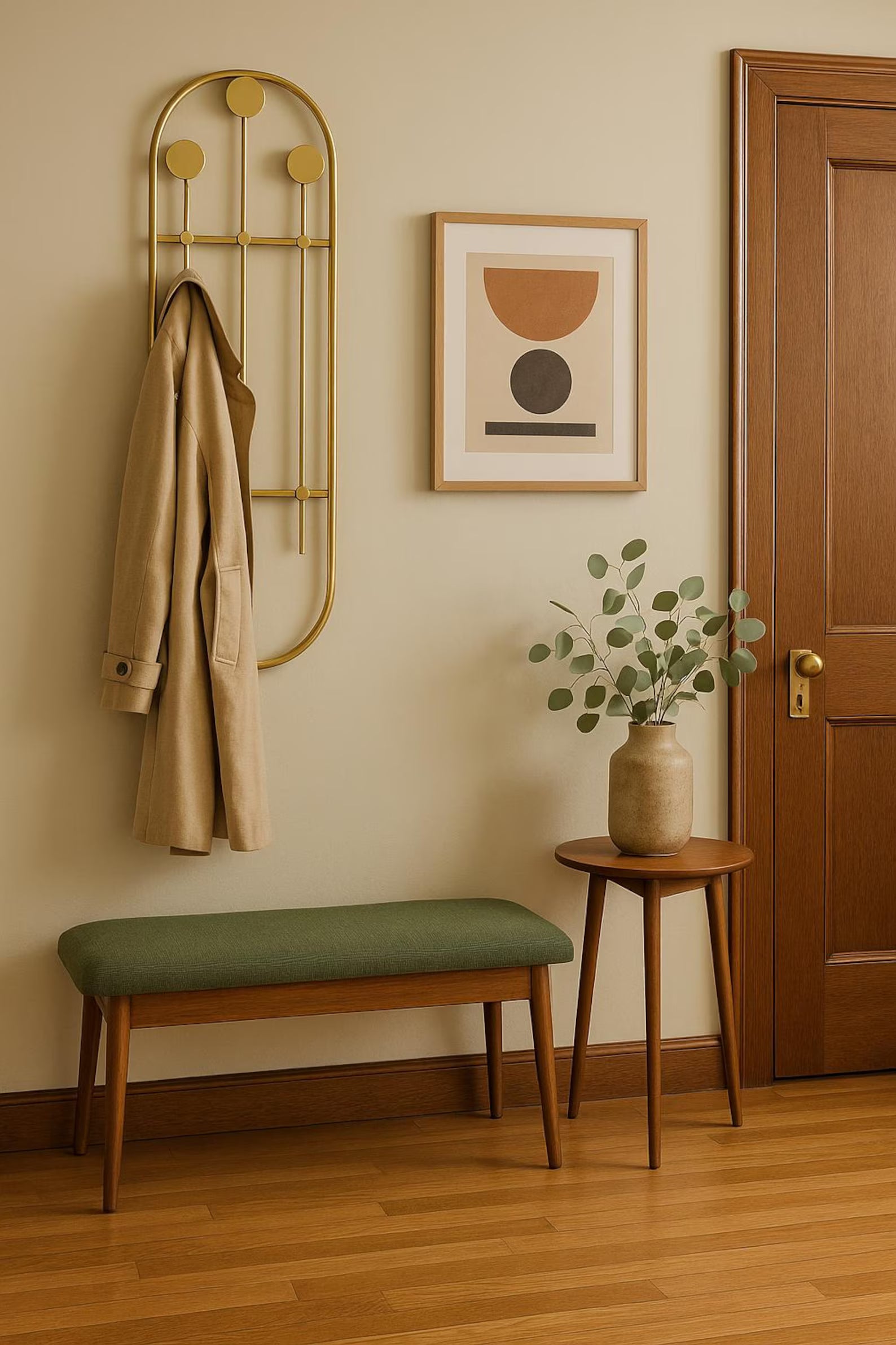Vintage Brass Wall Mounted Coat Rack, French Mid-Century Modern, 1970s