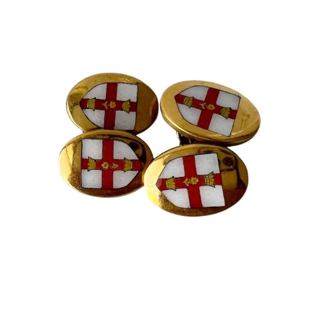 Vintage Enamel Heraldic Shield Cufflinks.