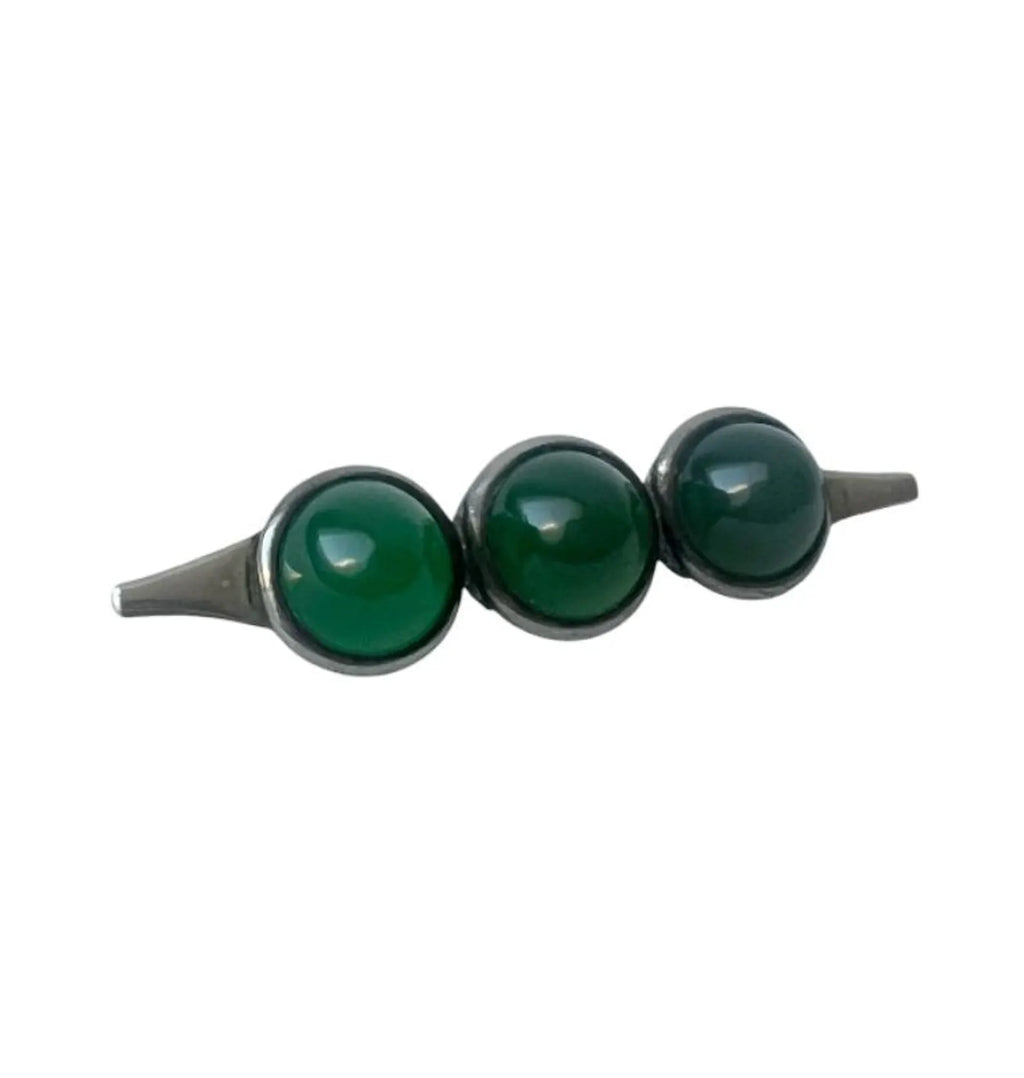 Vintage Art Deco Style Green Cabochon Brooch