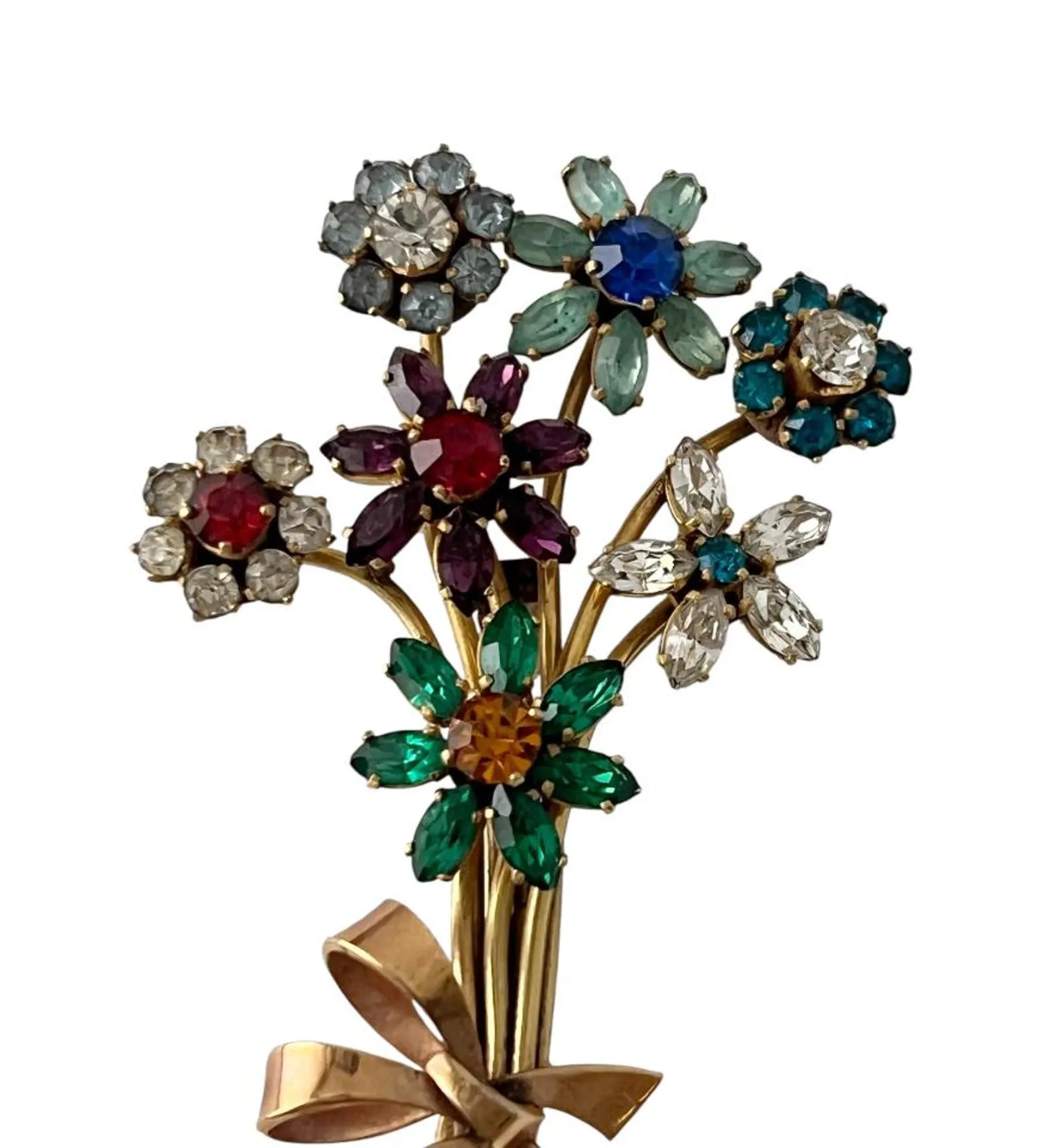 Retro 1940s Floral Spray Bouquet Brooch.