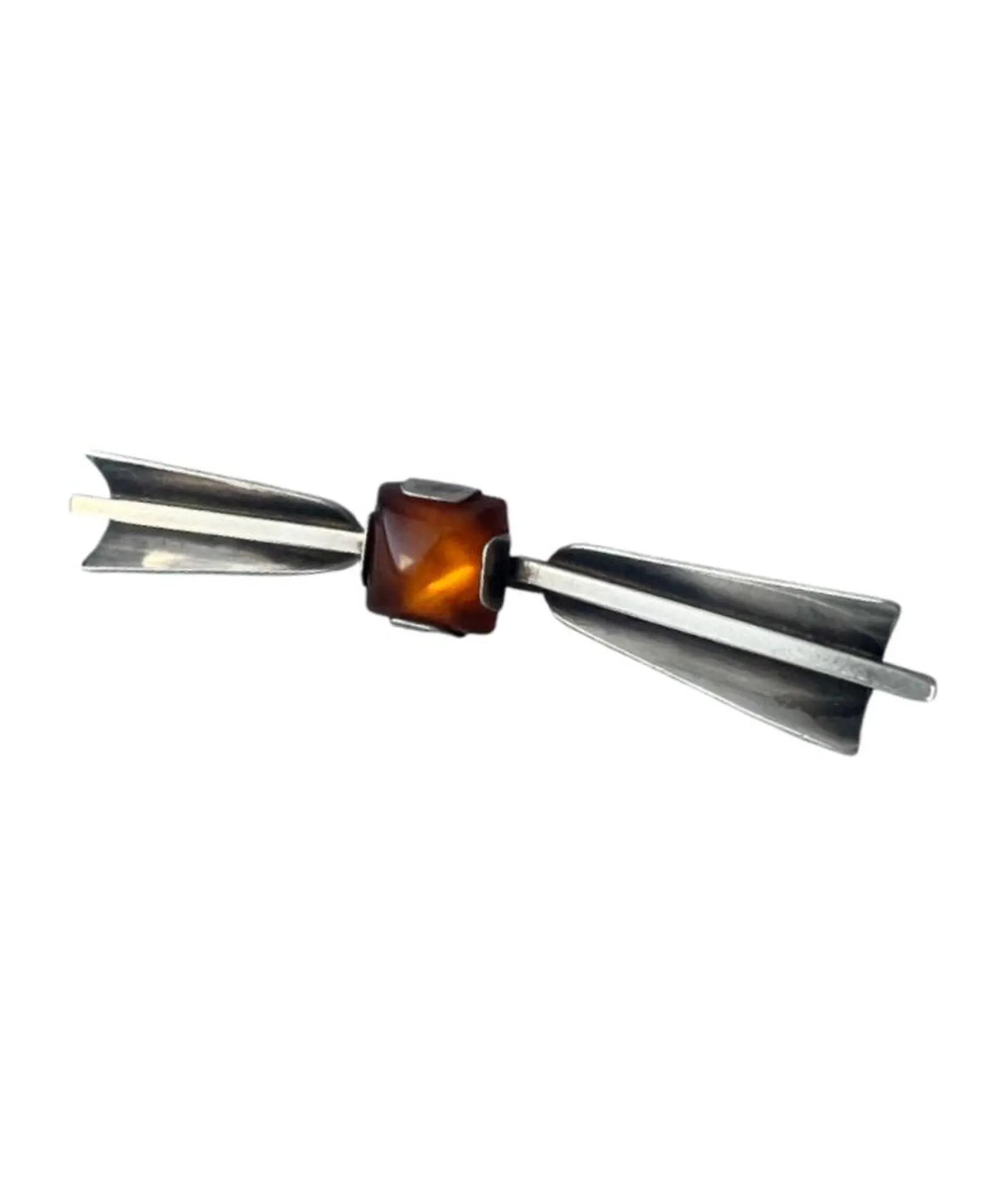 Vintage 835 Silver Amber Bar Brooch