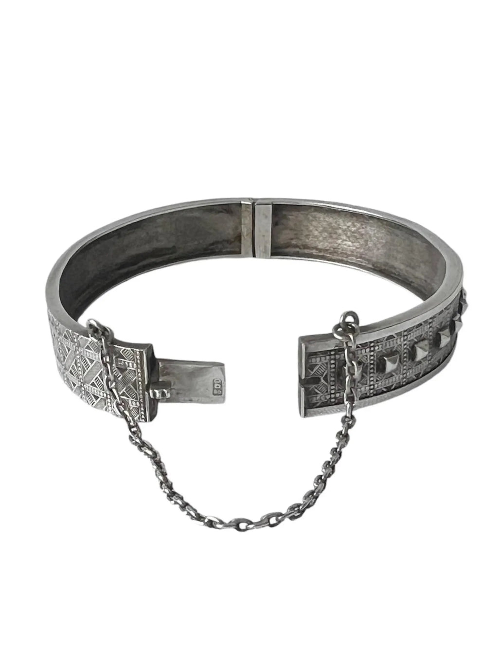 Vintage 800 Silver Hinged Bangle Bracelet