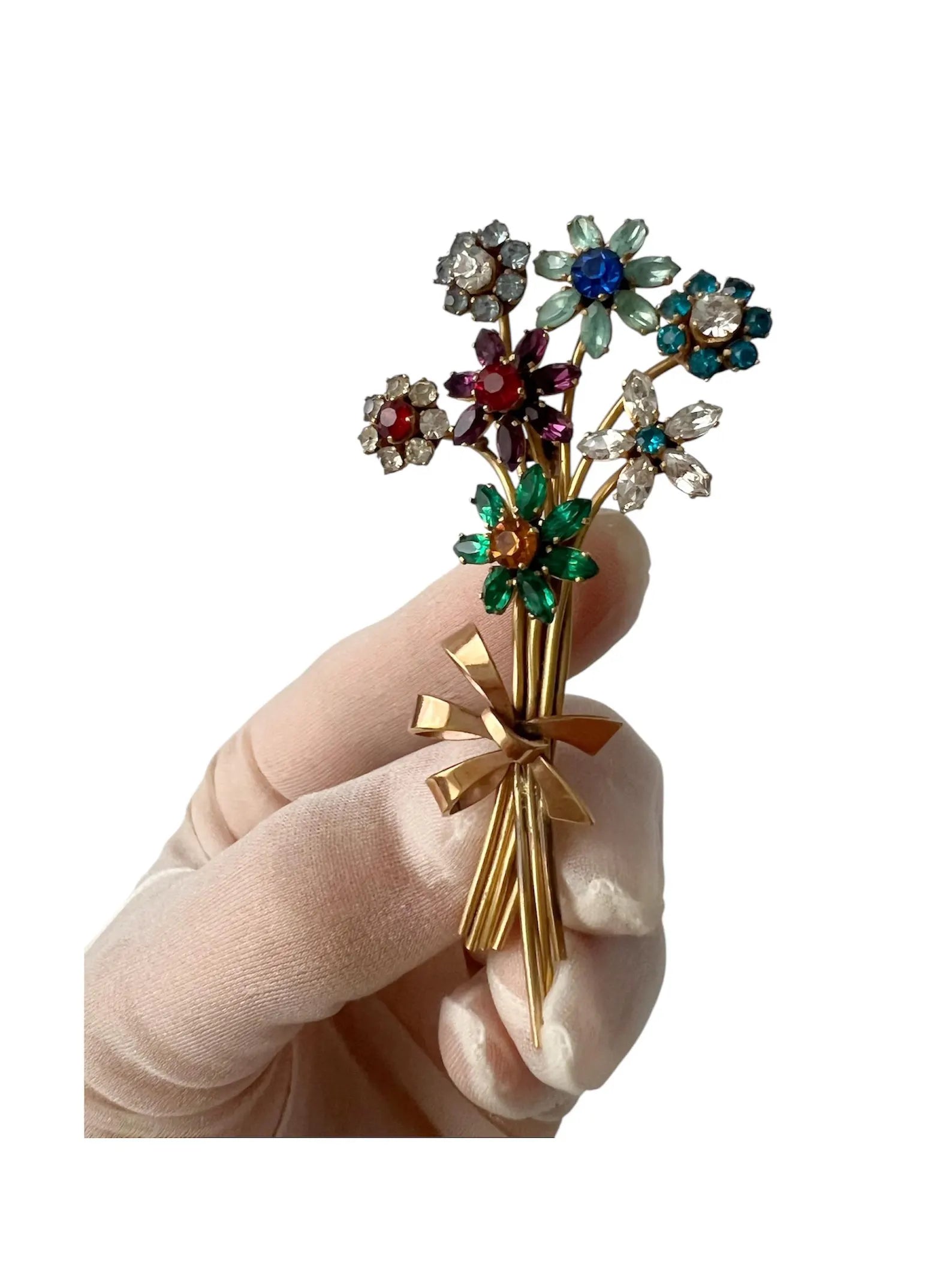 Retro 1940s Floral Spray Bouquet Brooch.