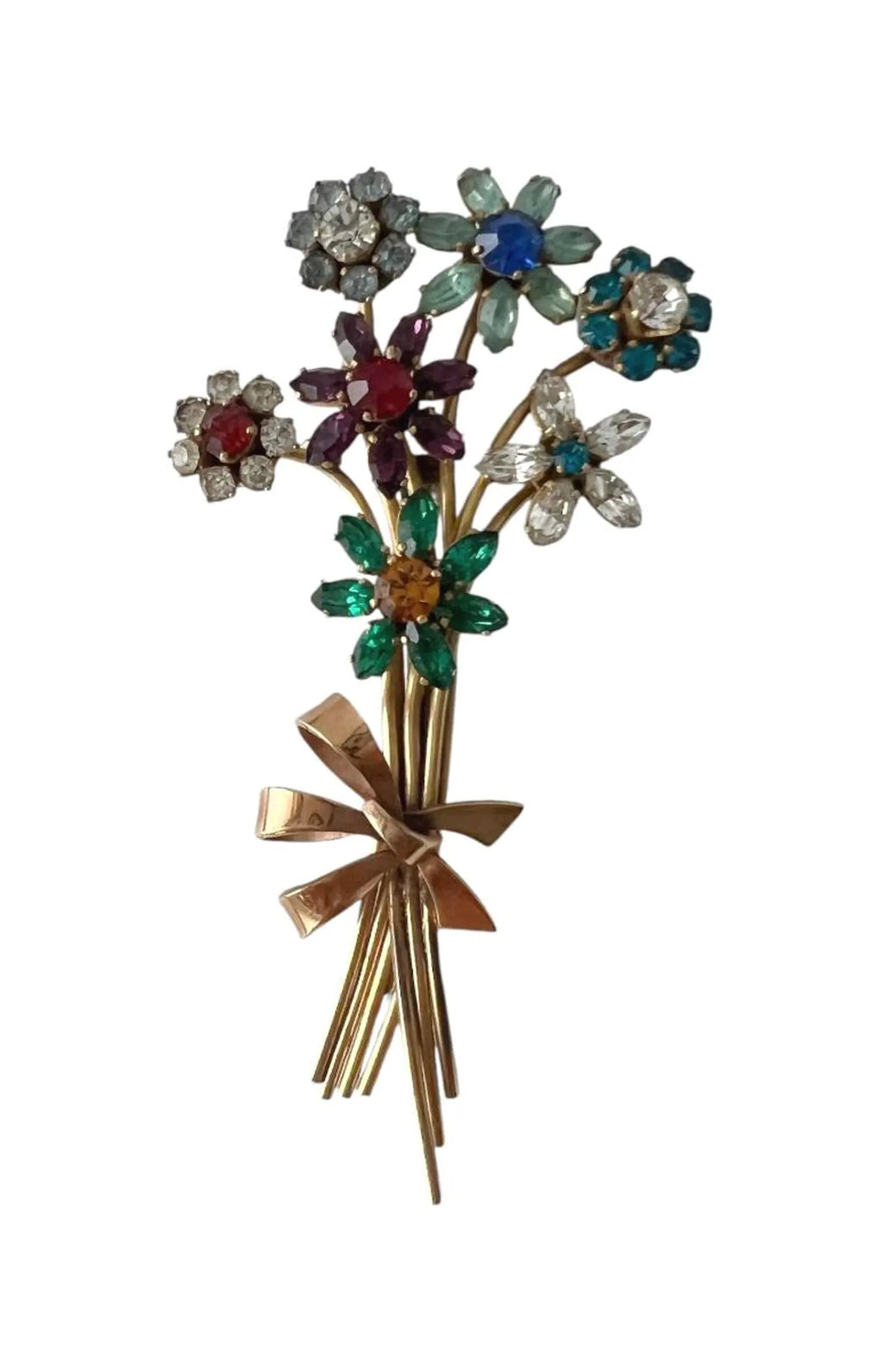 Retro 1940s Floral Spray Bouquet Brooch.