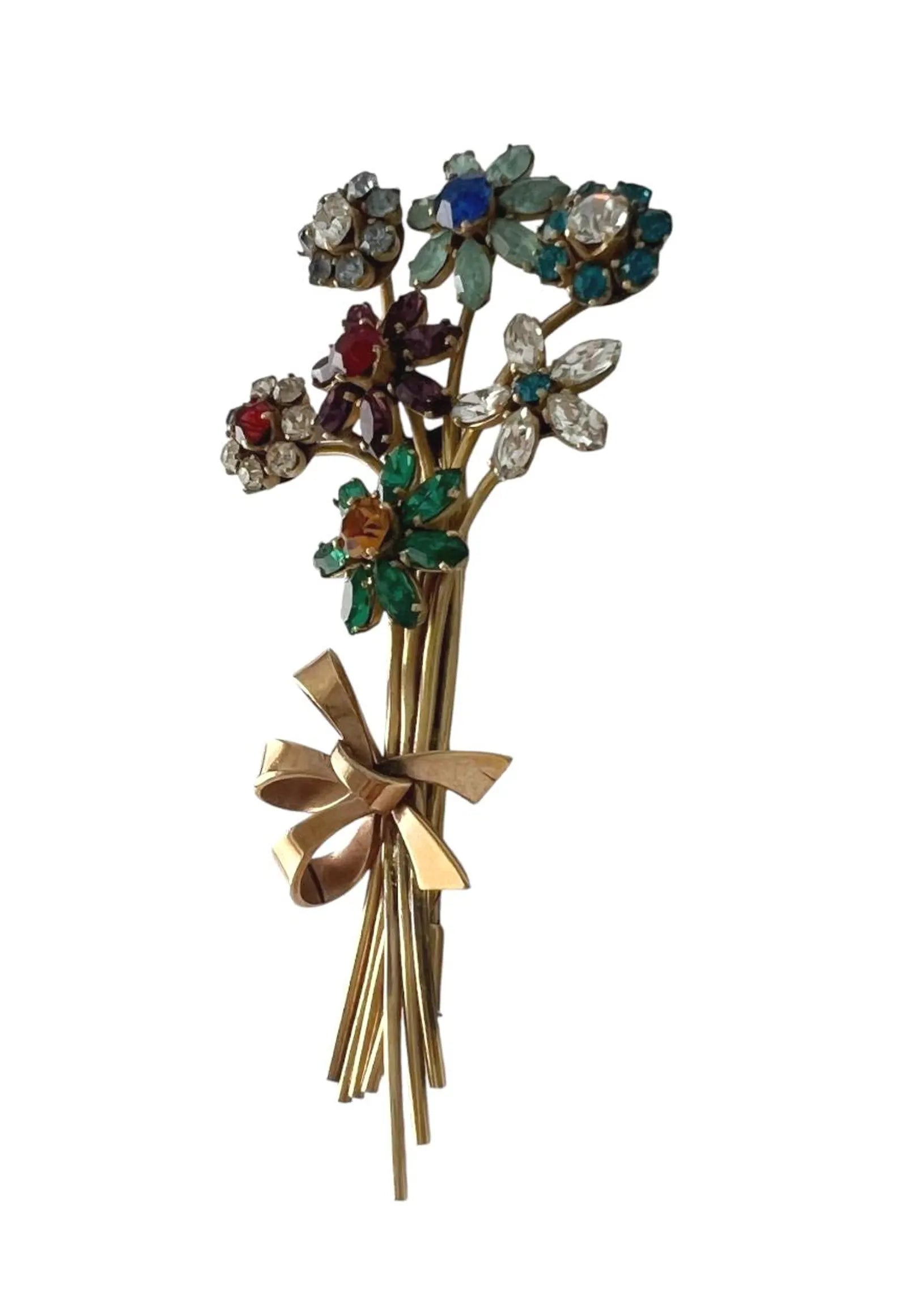 Retro 1940s Floral Spray Bouquet Brooch.