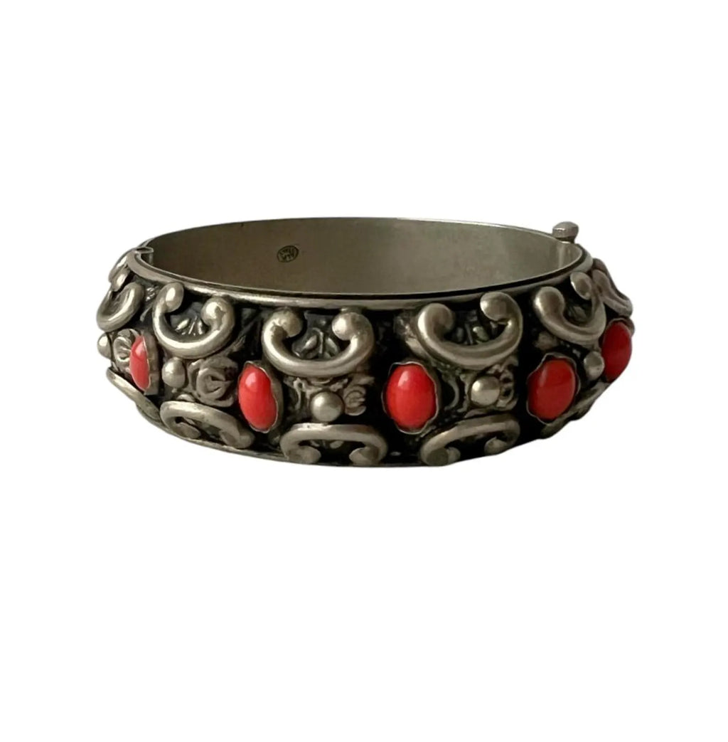 Vintage Italian Alpacca Hinged Bangle.