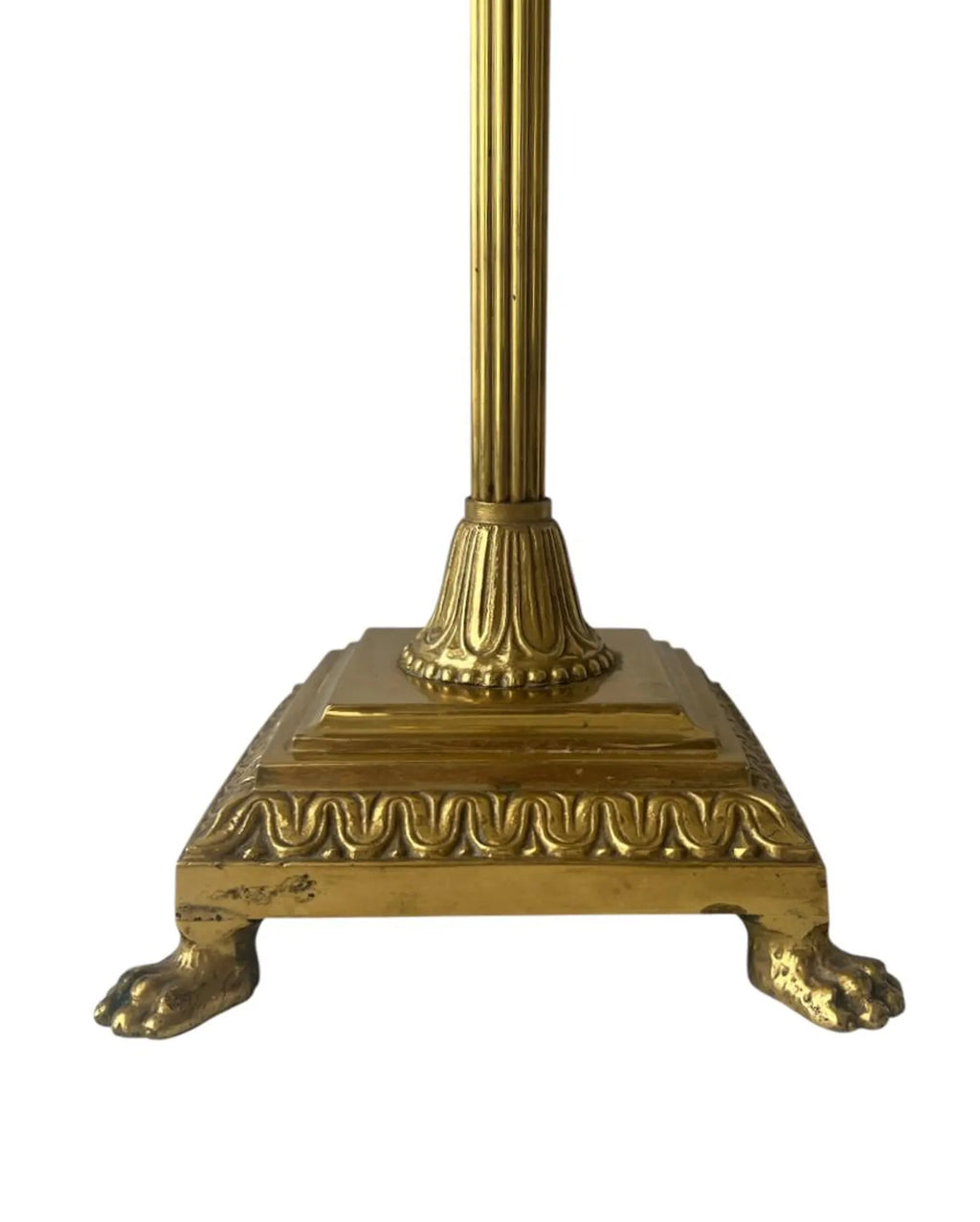 Vintage Brass Floor Ashtray. Art Deco Lion Paw Pedestal