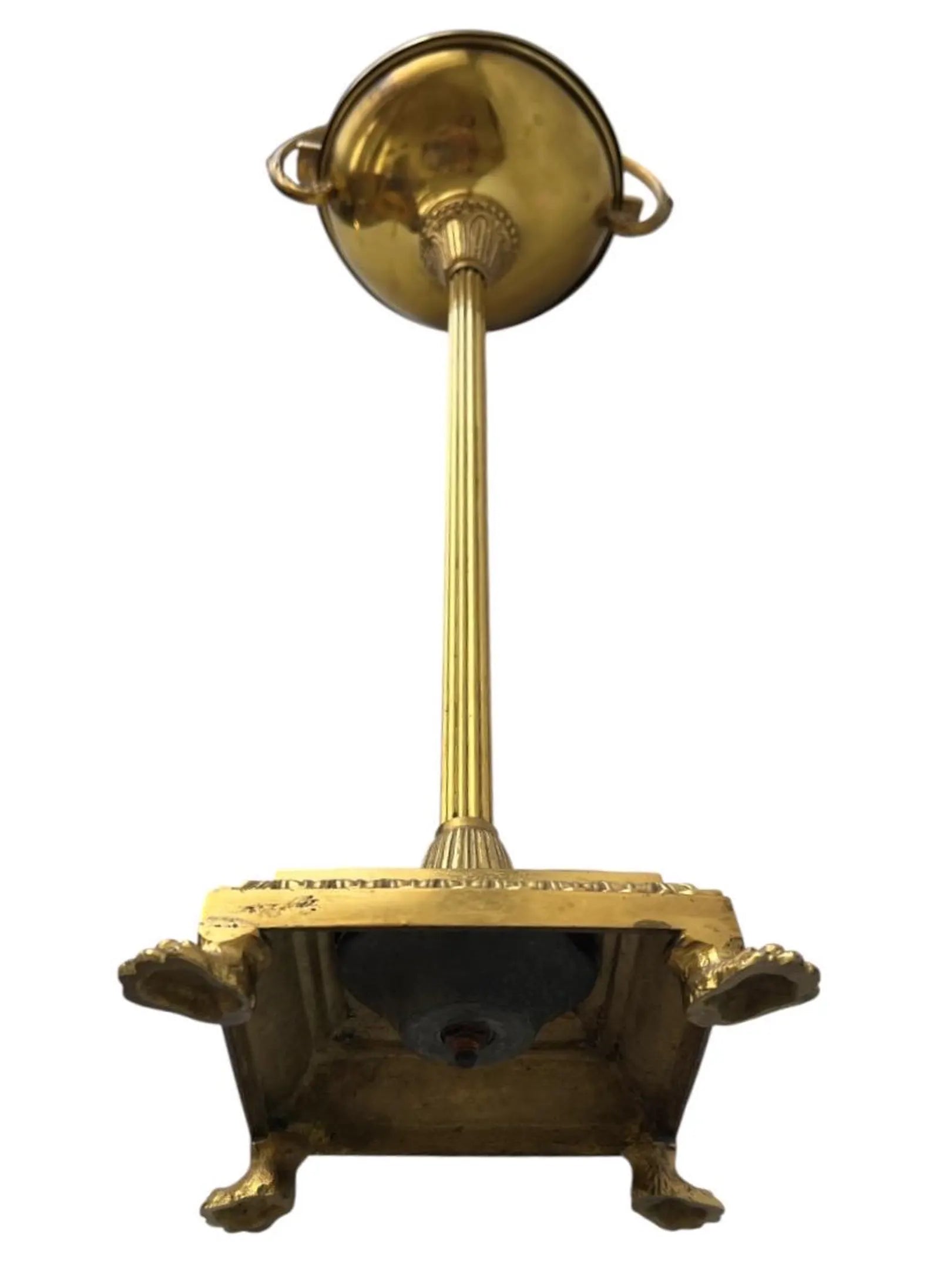 Vintage Brass Floor Ashtray. Art Deco Lion Paw Pedestal