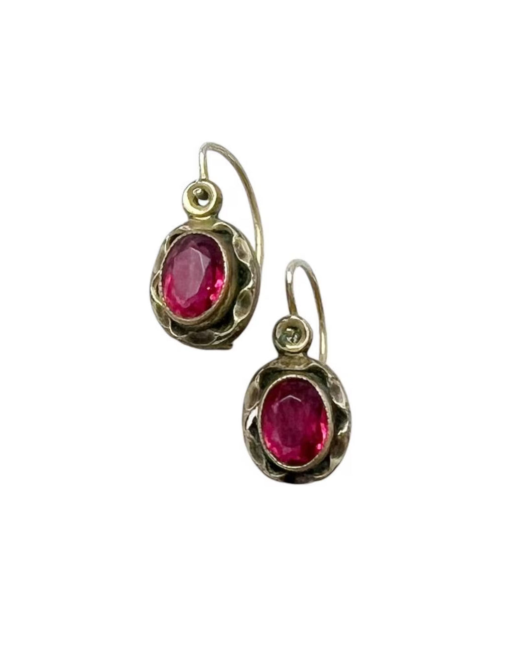 Antique Argent Doré Earrings – Gilded Silver with Pink Stones