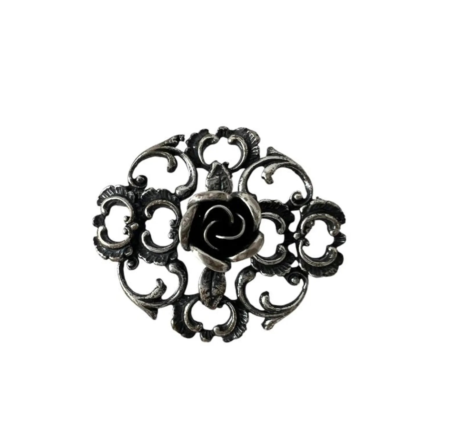 Vintage TEKA Sterling Silver Rose Brooch.