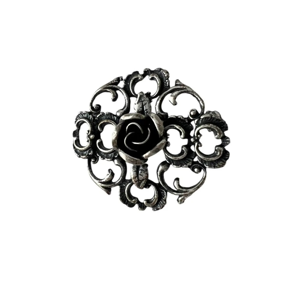Vintage TEKA Sterling Silver Rose Brooch.