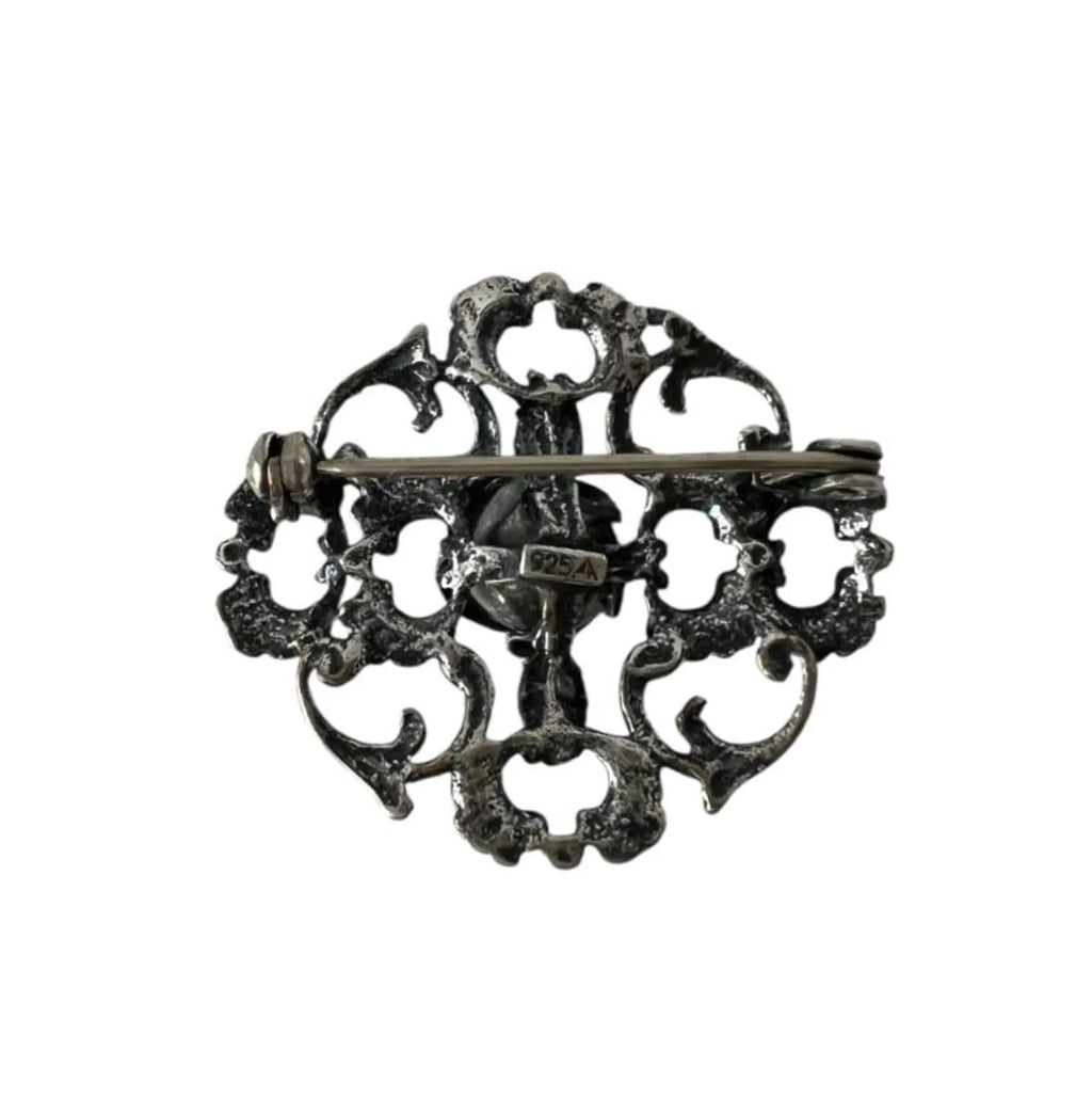 Vintage TEKA Sterling Silver Rose Brooch.