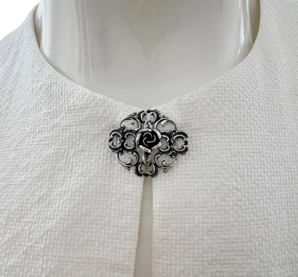 Vintage TEKA Sterling Silver Rose Brooch.