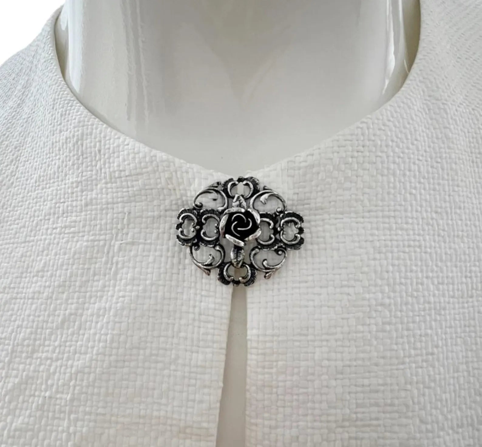 Vintage TEKA Sterling Silver Rose Brooch.