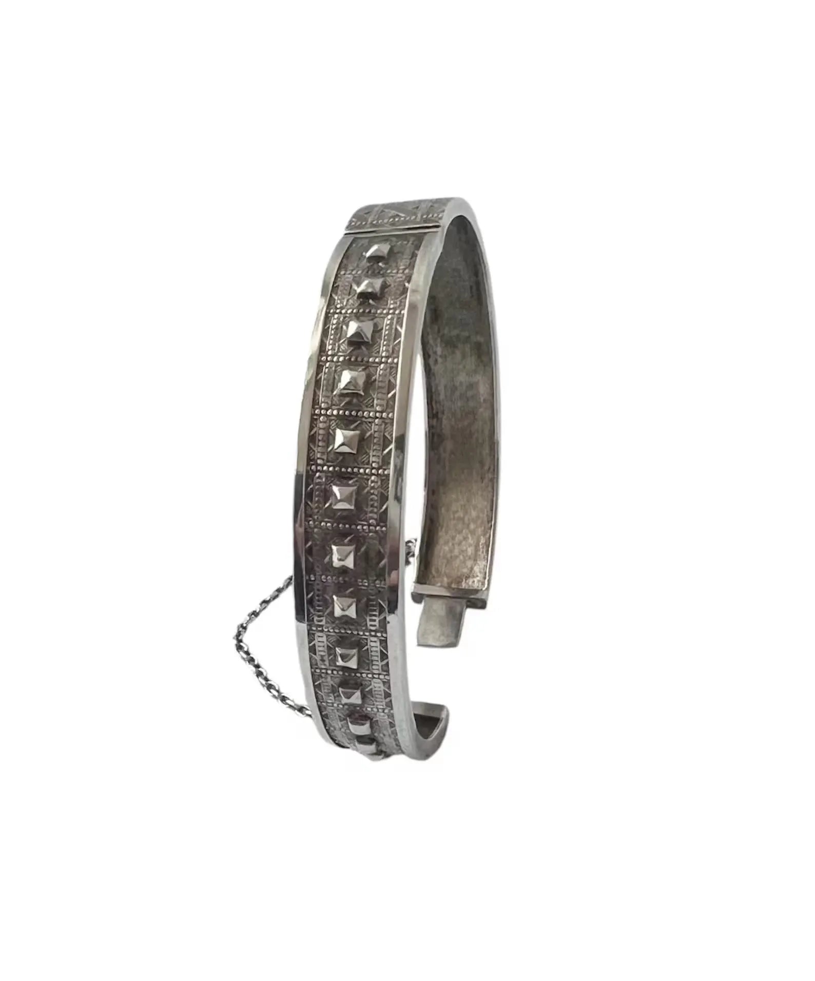Vintage 800 Silver Hinged Bangle Bracelet