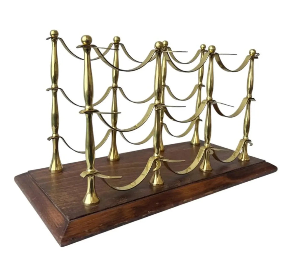 Mid Century Brass Wine Rack in Hollywood Regency Style.