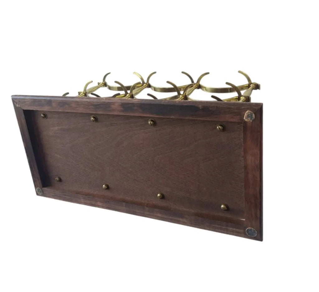 Mid Century Brass Wine Rack in Hollywood Regency Style.