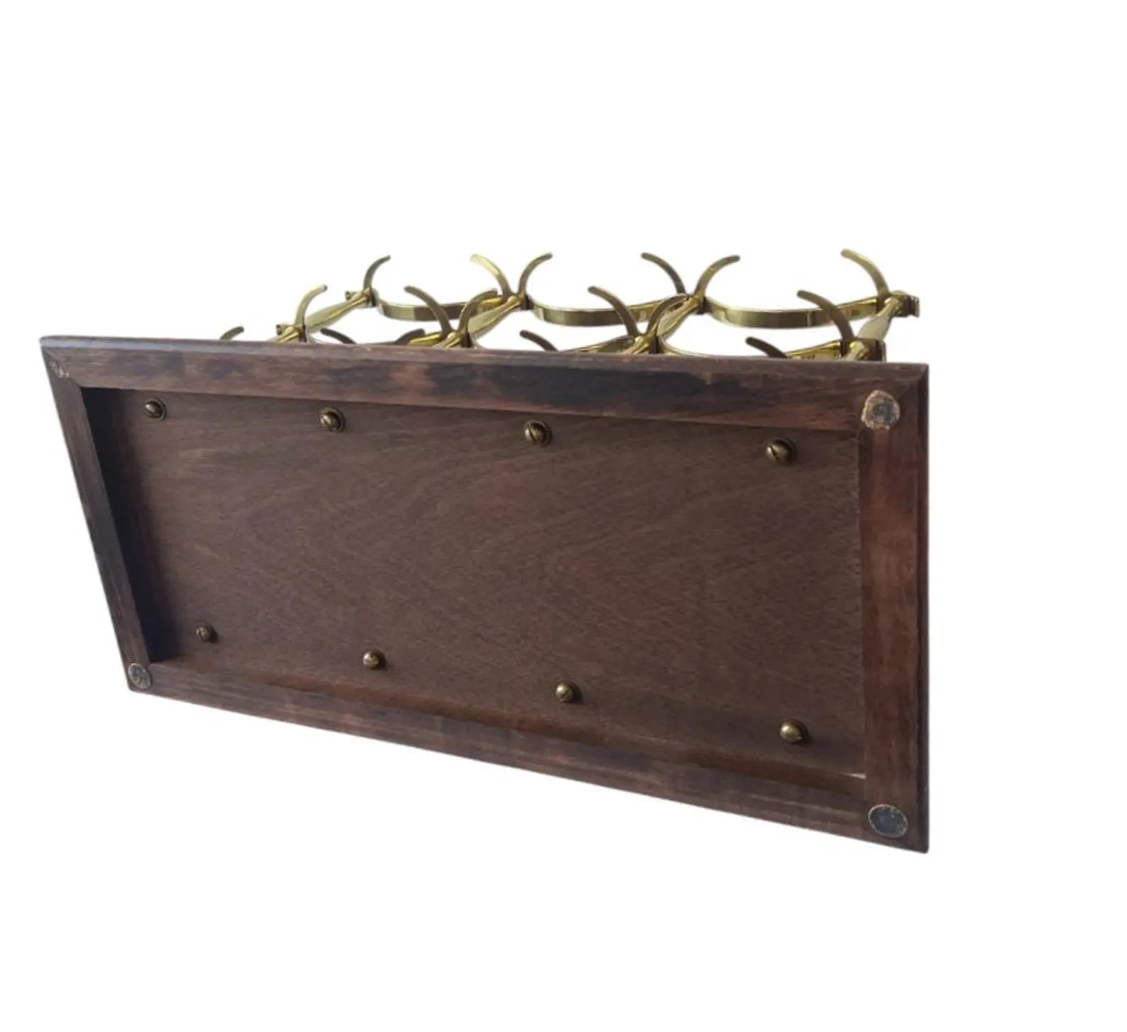 Mid Century Brass Wine Rack in Hollywood Regency Style.