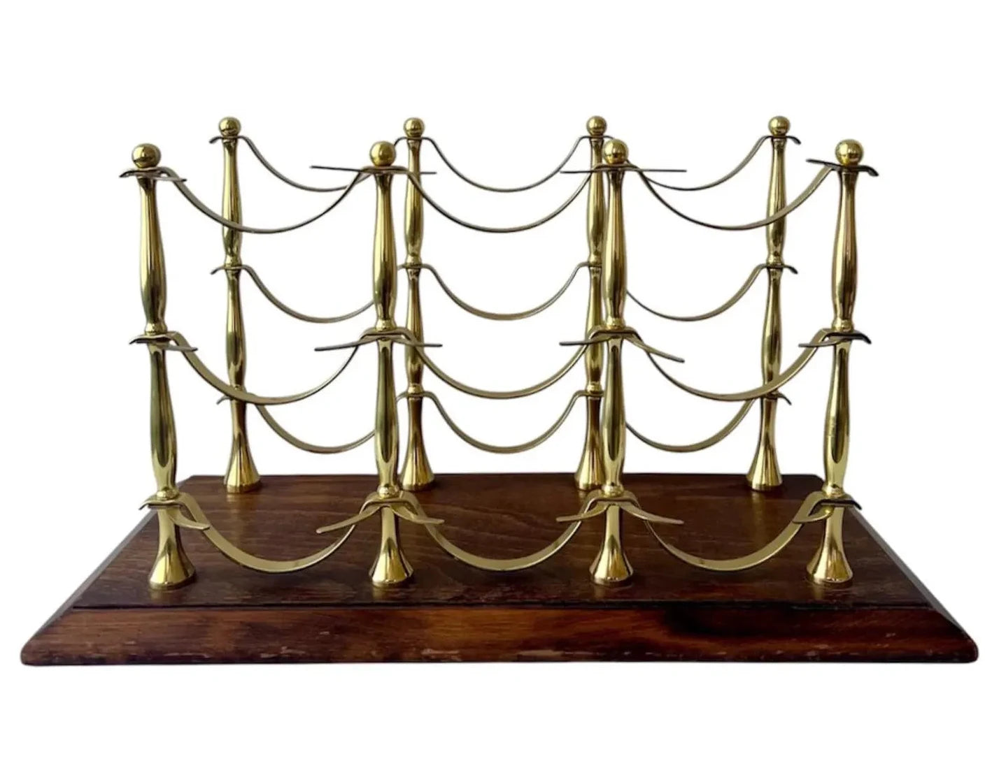 Mid Century Brass Wine Rack in Hollywood Regency Style.
