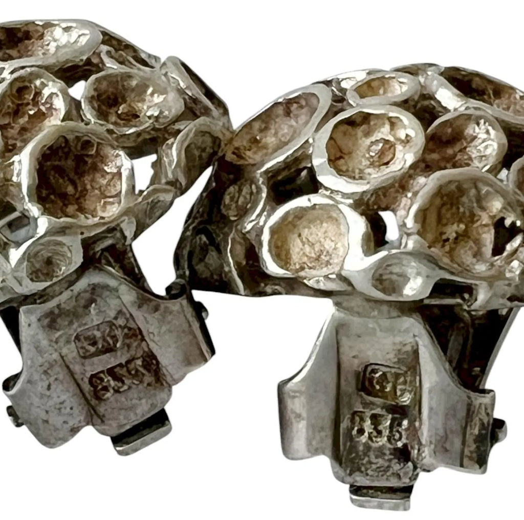 Vintage 835 Silver Modernist Clip-On Earrings.