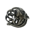 Art Nouveau Style Sterling Silver Brooch Pendant.