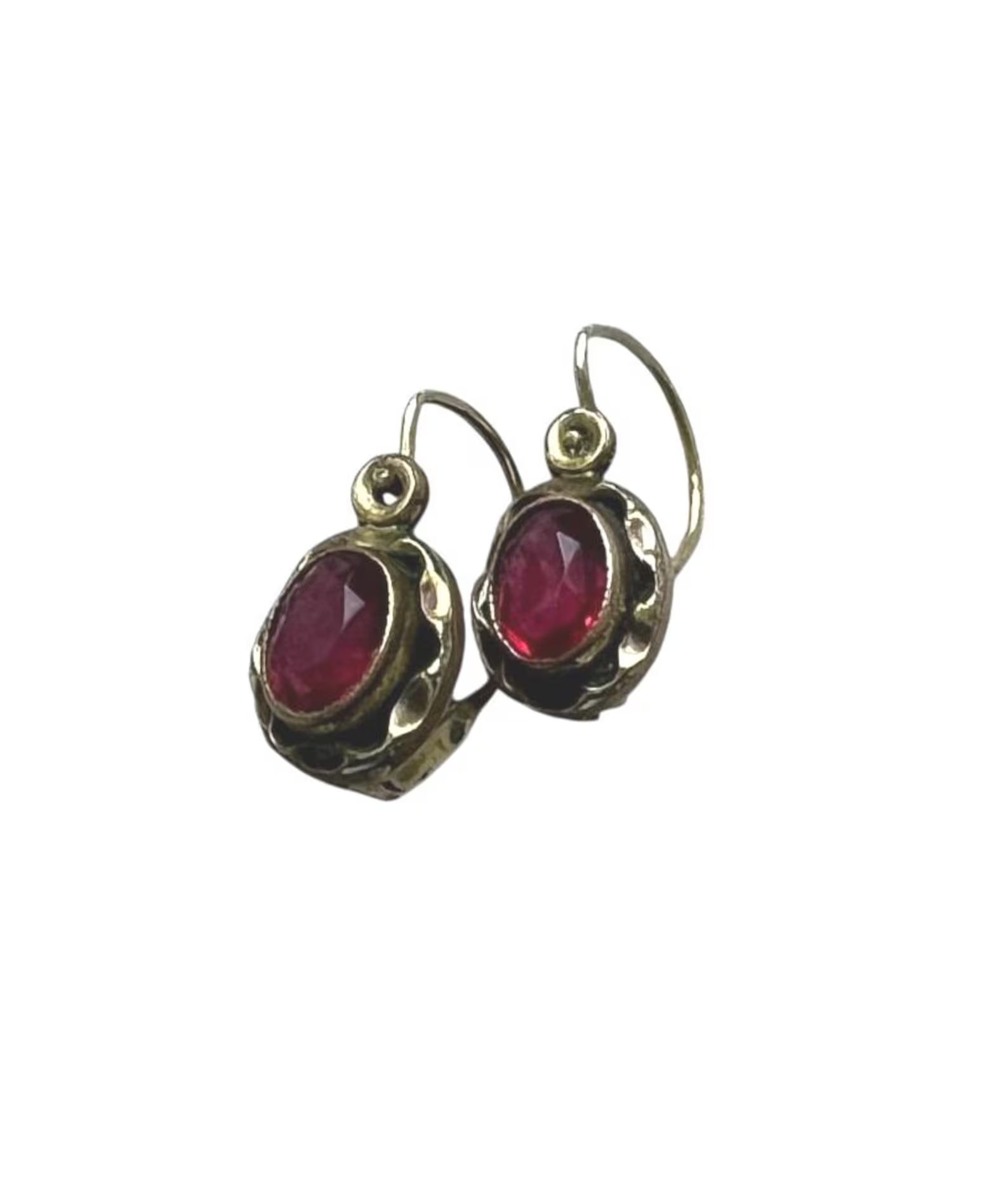 Antique Argent Doré Earrings – Gilded Silver with Pink Stones