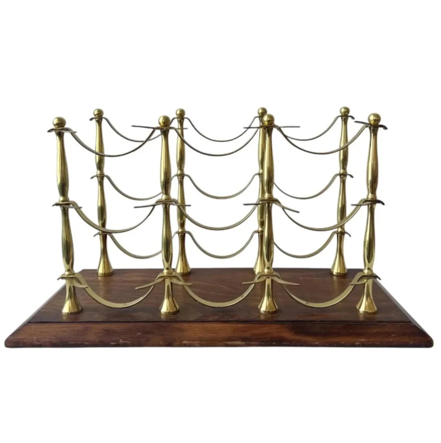 Mid Century Brass Wine Rack in Hollywood Regency Style.