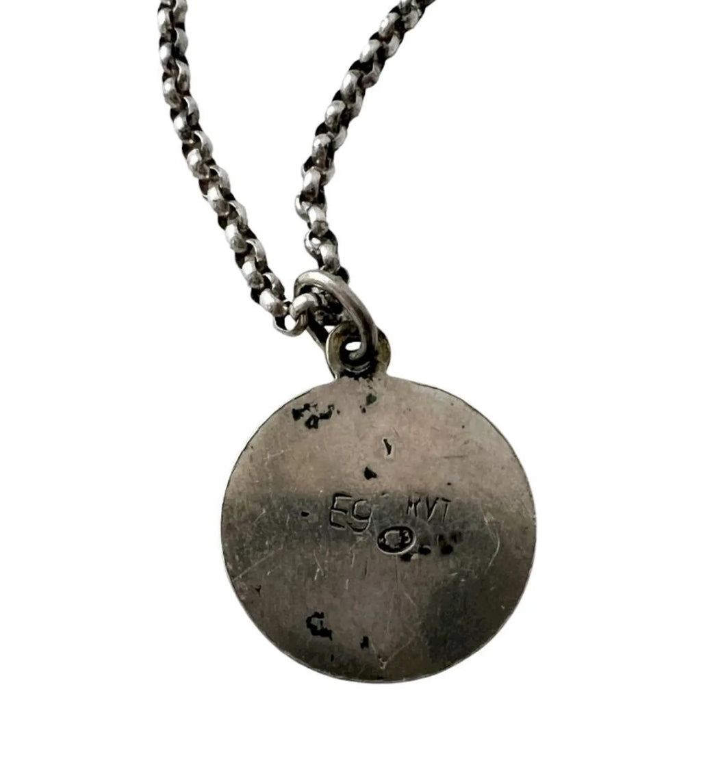 Antique Silver Virgo Zodiac Pendant Necklace - Austro-Hungarian Diana Hallmark