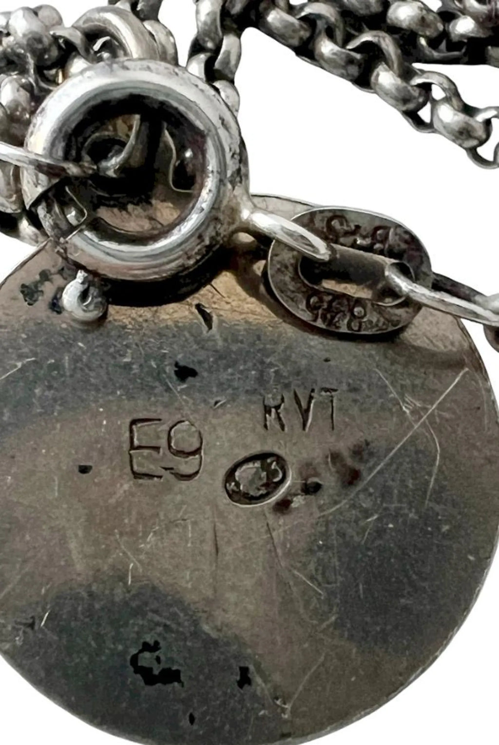 Antique Silver Virgo Zodiac Pendant Necklace - Austro-Hungarian Diana Hallmark