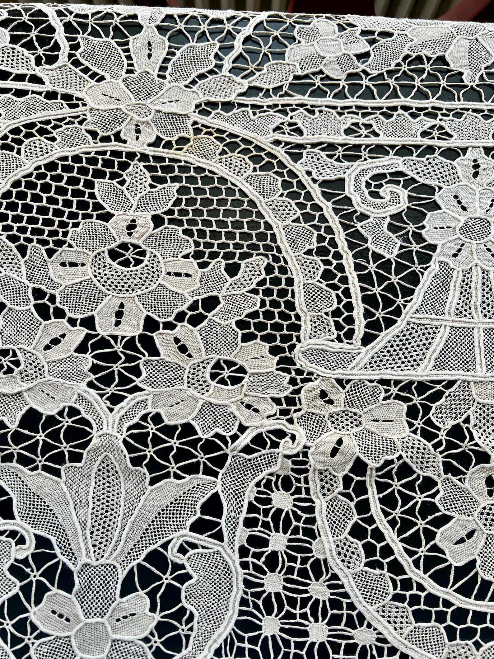 Antique Point de Venise Lace Tablecloth & Napkins - Floral Needlepoint - 1880-1920