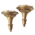 Vintage  Brass Wall Consoles in Hollywood Regency Style.  Set of Two Wall Shelves.