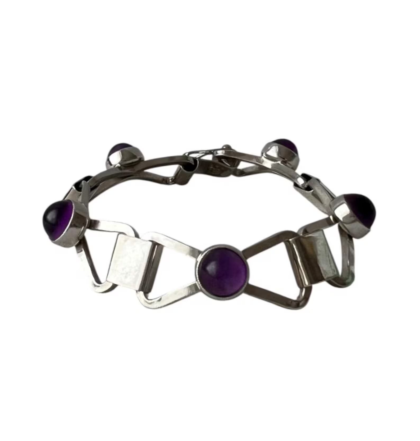 Vintage Modernist Silver & Amethyst Bracelet by Katja Lührs (KLS), Lübeck
