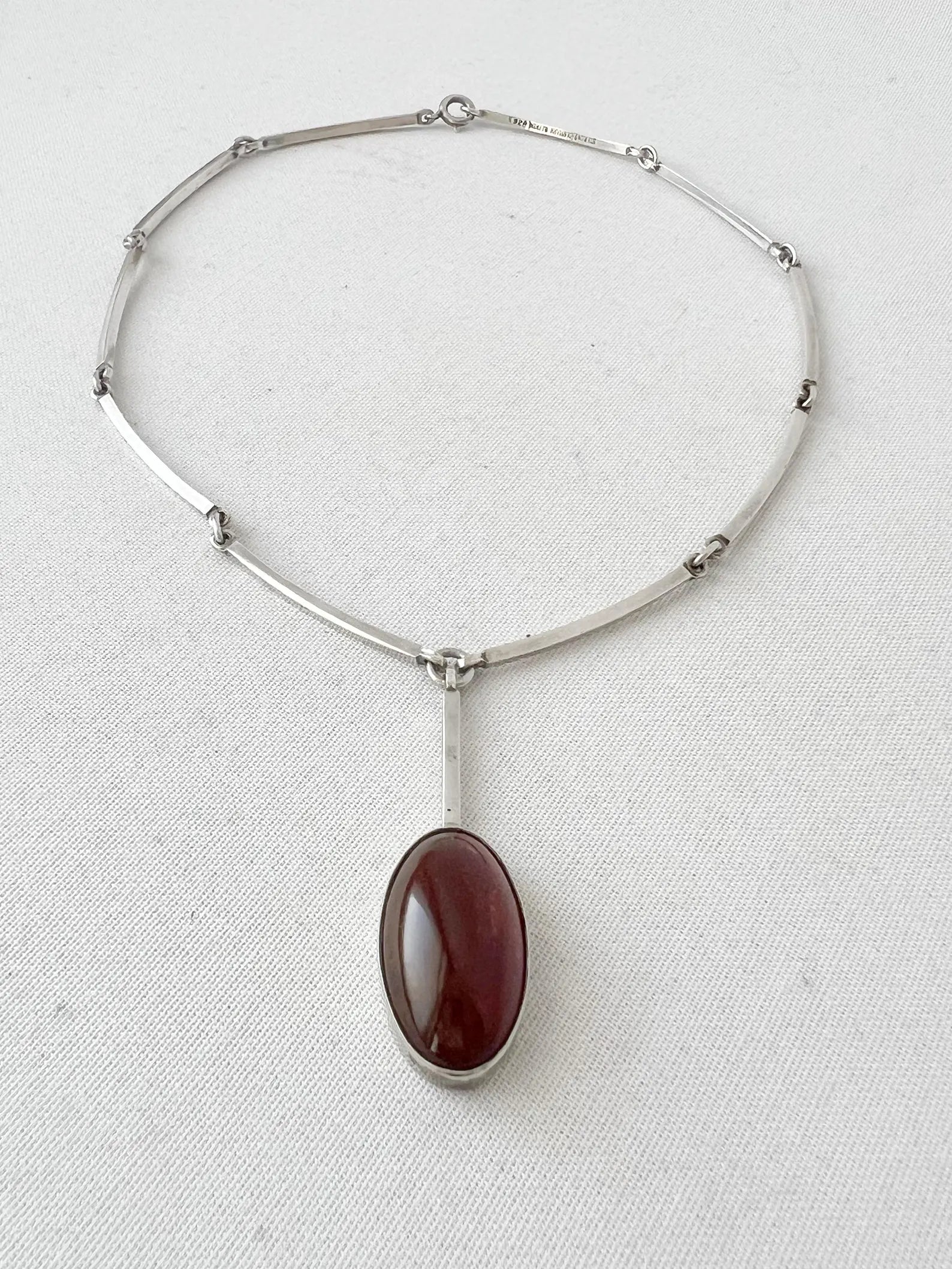 Vintage Baltic Amber Pendant Necklace, Sterling Silver, Danish Modernist, Niels Erik From