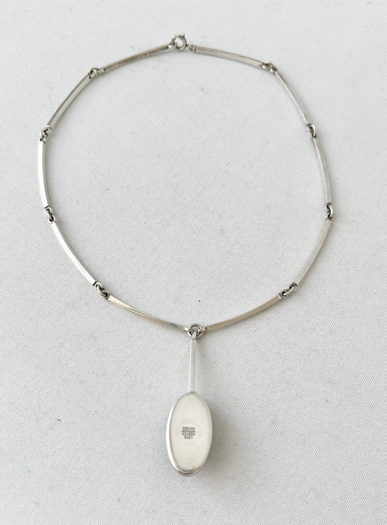 Vintage Baltic Amber Pendant Necklace, Sterling Silver, Danish Modernist, Niels Erik From