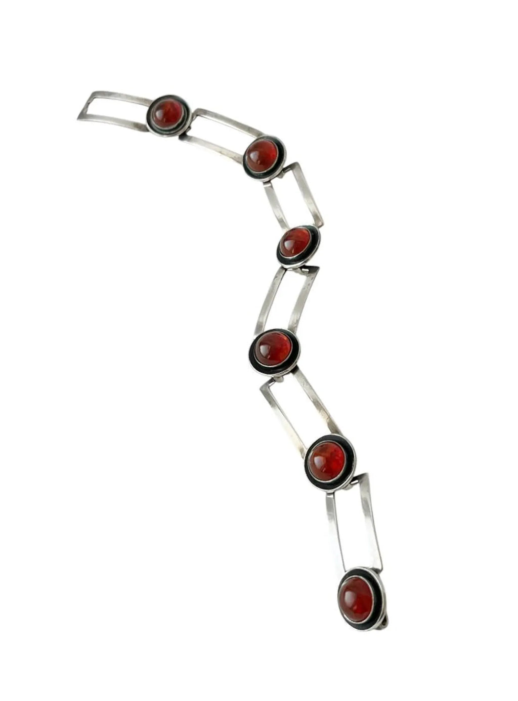 Vintage Baltic Amber Bracelet, Sterling Silver, Danish Modernist, Niels Erik From