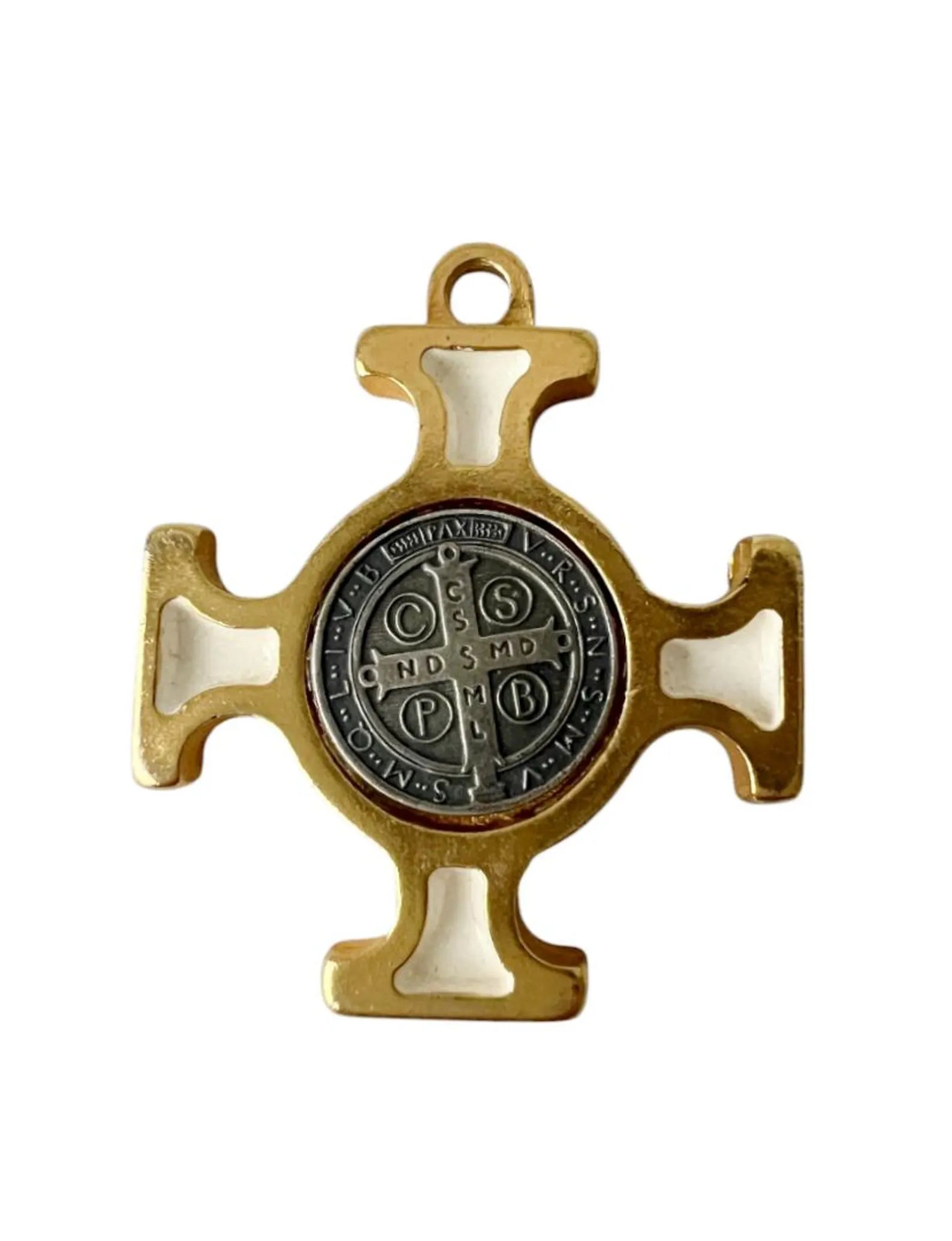 Saint Benedict Cross Pendant with Inserted Medal.