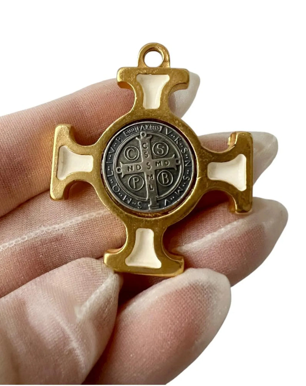 Saint Benedict Cross Pendant with Inserted Medal.