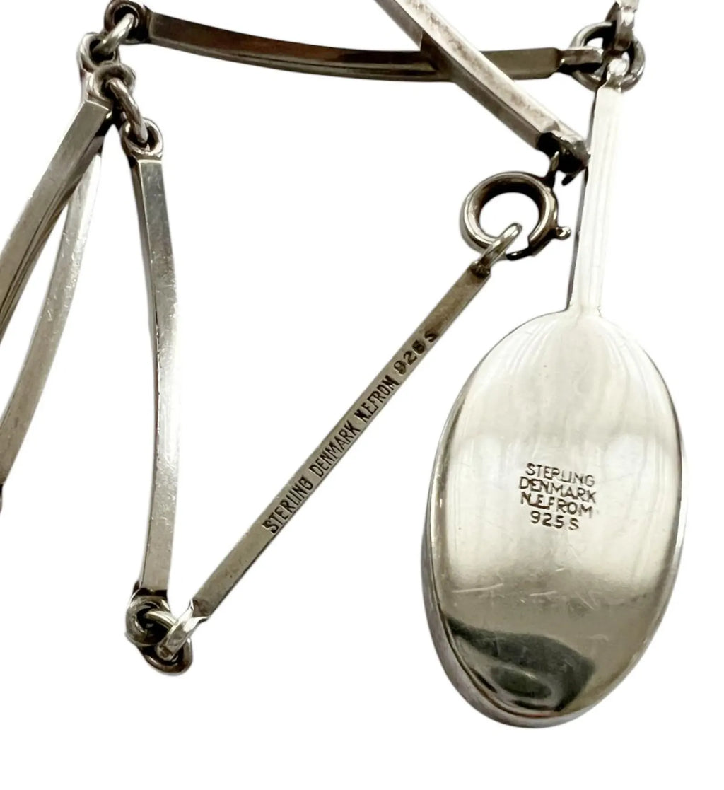 Vintage Baltic Amber Pendant Necklace, Sterling Silver, Danish Modernist, Niels Erik From