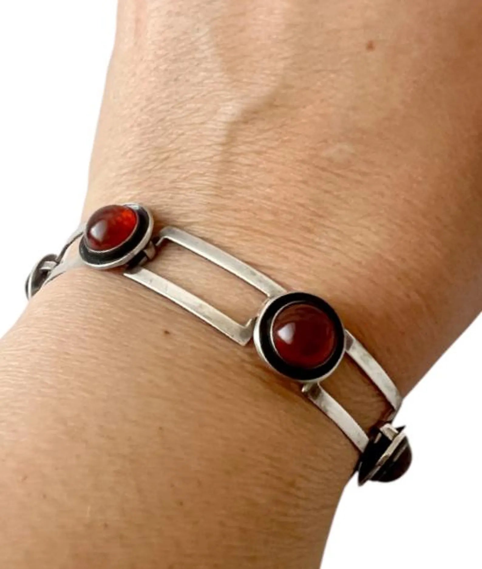 Vintage Baltic Amber Bracelet, Sterling Silver, Danish Modernist, Niels Erik From