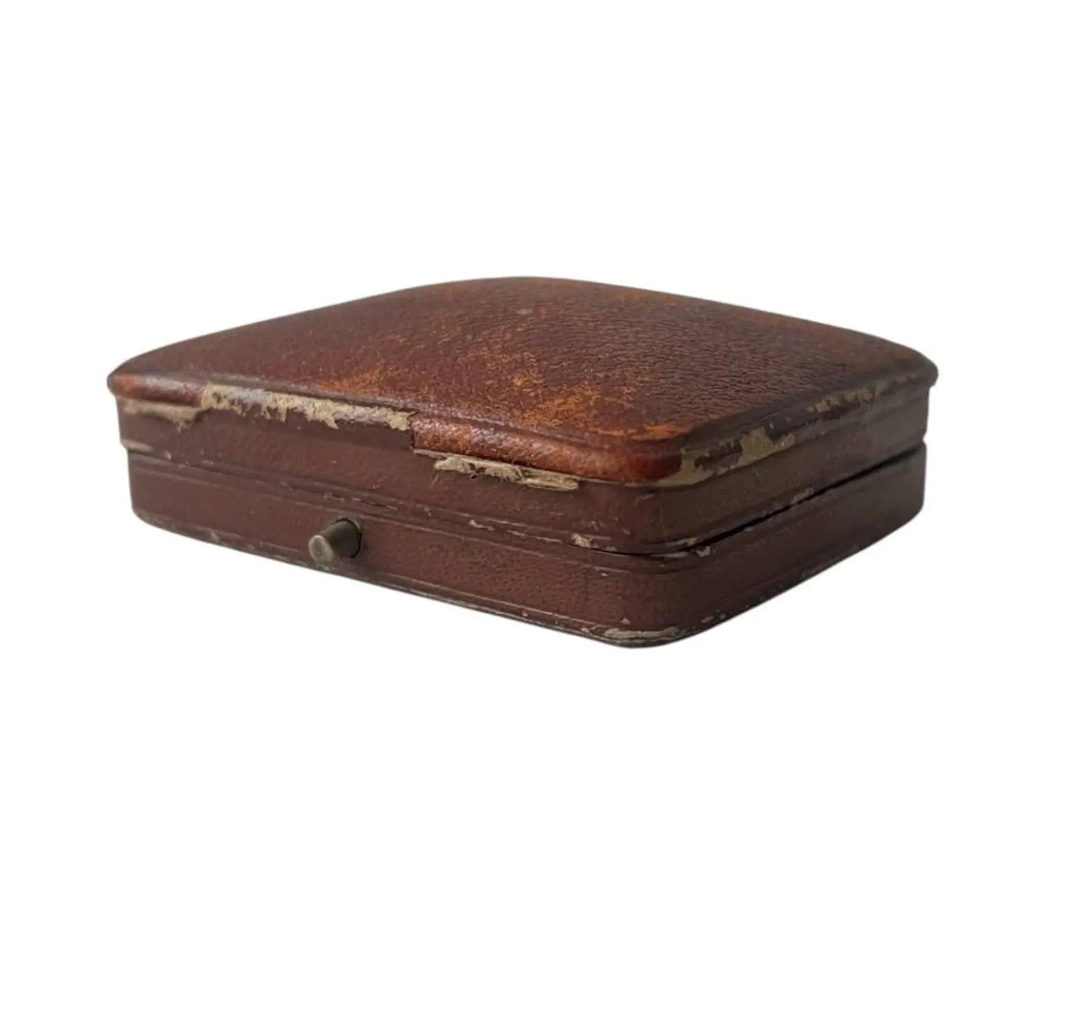 Antique Scottish Jewellery Box Glasgow Leather Jeweller Presentation Case Blue Velvet Interior