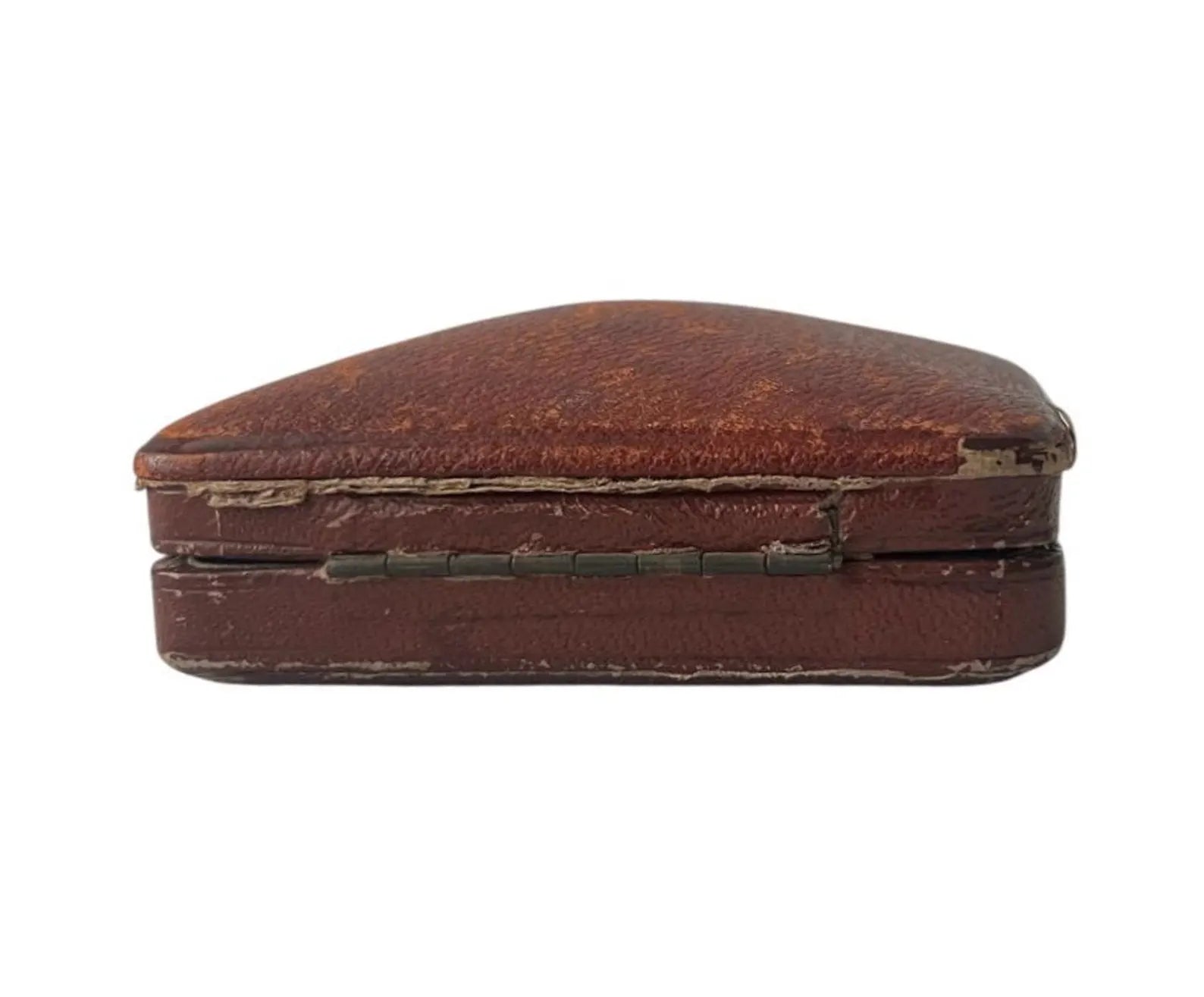 Antique Scottish Jewellery Box Glasgow Leather Jeweller Presentation Case Blue Velvet Interior