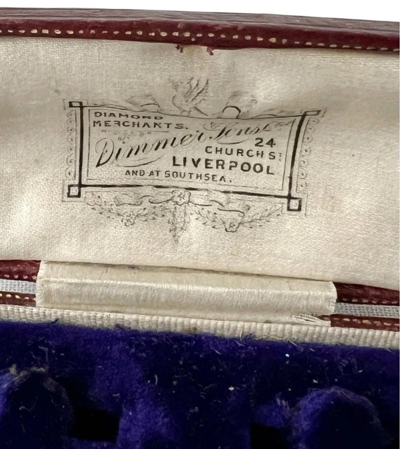 Antique Liverpool Diamond Merchant Jewellery Box, Brooch or Earrings Case, c.1890–1910