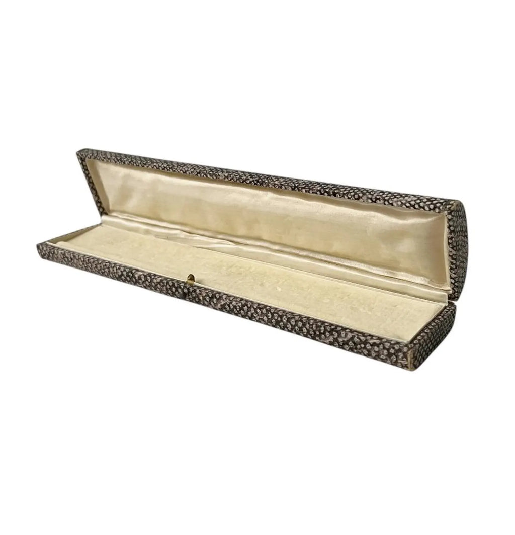 Vintage Snakeskin Style Jewellery Box with Crown Motif, long Bracelet or Necklace Case
