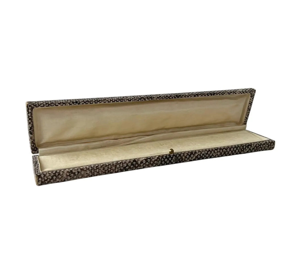 Vintage Snakeskin Style Jewellery Box with Crown Motif, long Bracelet or Necklace Case