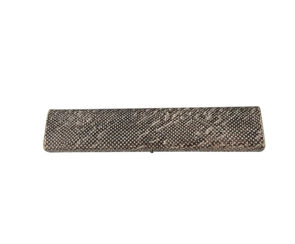 Vintage Snakeskin Style Jewellery Box with Crown Motif, long Bracelet or Necklace Case